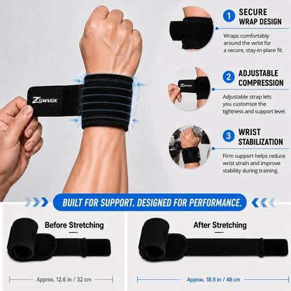 Unisex 2-Pack Neoprene Blend Dual-Strap Adjustable Breathable Sports Wristbands - Elastic Comfort, All-Season Support for Weightlifting, Carpal Tunnel | Sports Accessories, Workouts, Joint Support Wristbands