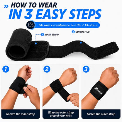 Unisex 2-Pack Neoprene Blend Dual-Strap Adjustable Breathable Sports Wristbands - Elastic Comfort, All-Season Support for Weightlifting, Carpal Tunnel | Sports Accessories, Workouts, Joint Support Wristbands